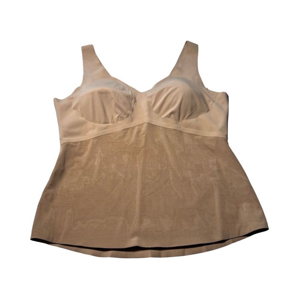 Honeylove LiftWear Cami 2XL Sand Beige Wireless Built-in Bra Shapewear Tank Top